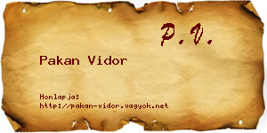 Pakan Vidor névjegykártya